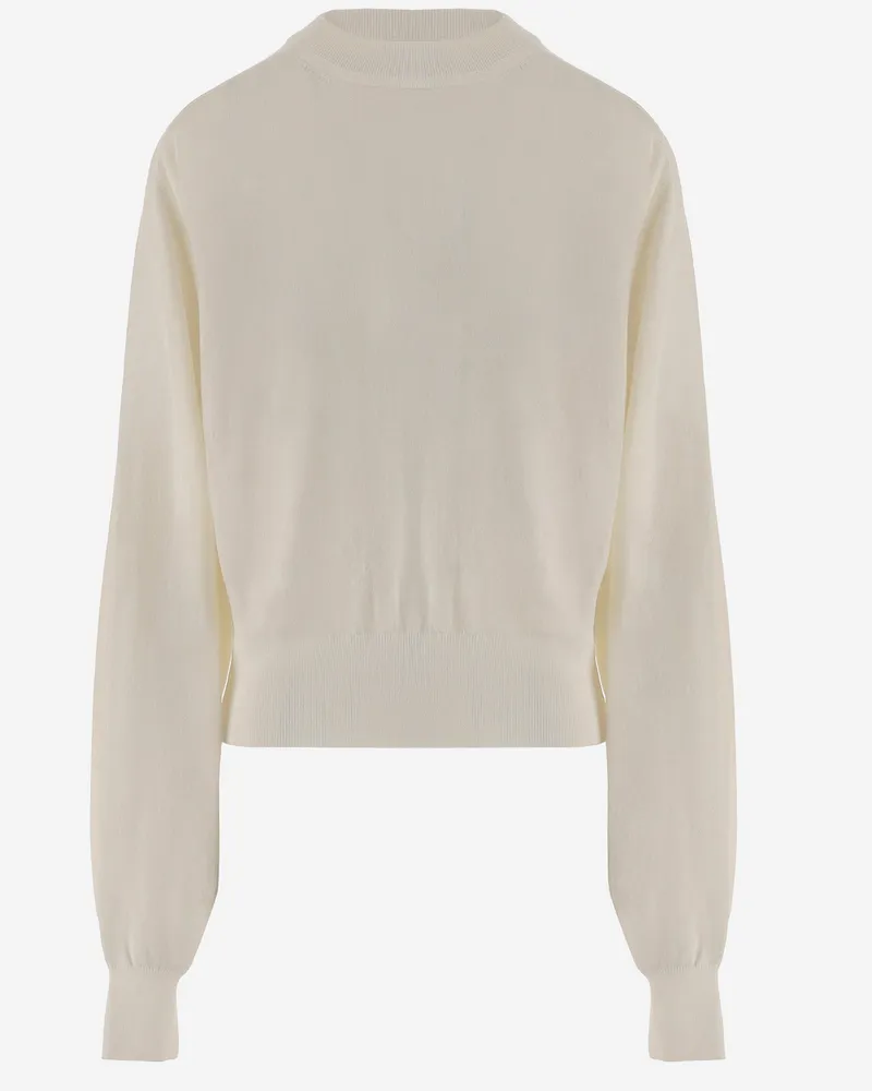 Jacquemus Merino Wollpullover mit Logo -Stickerei White