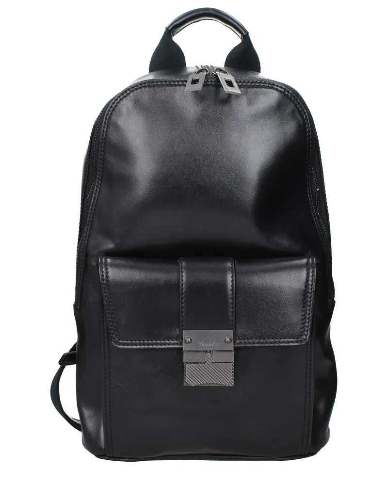 Pineider Herrens Lederrucksäcke und Messenger Bags Schwarz -