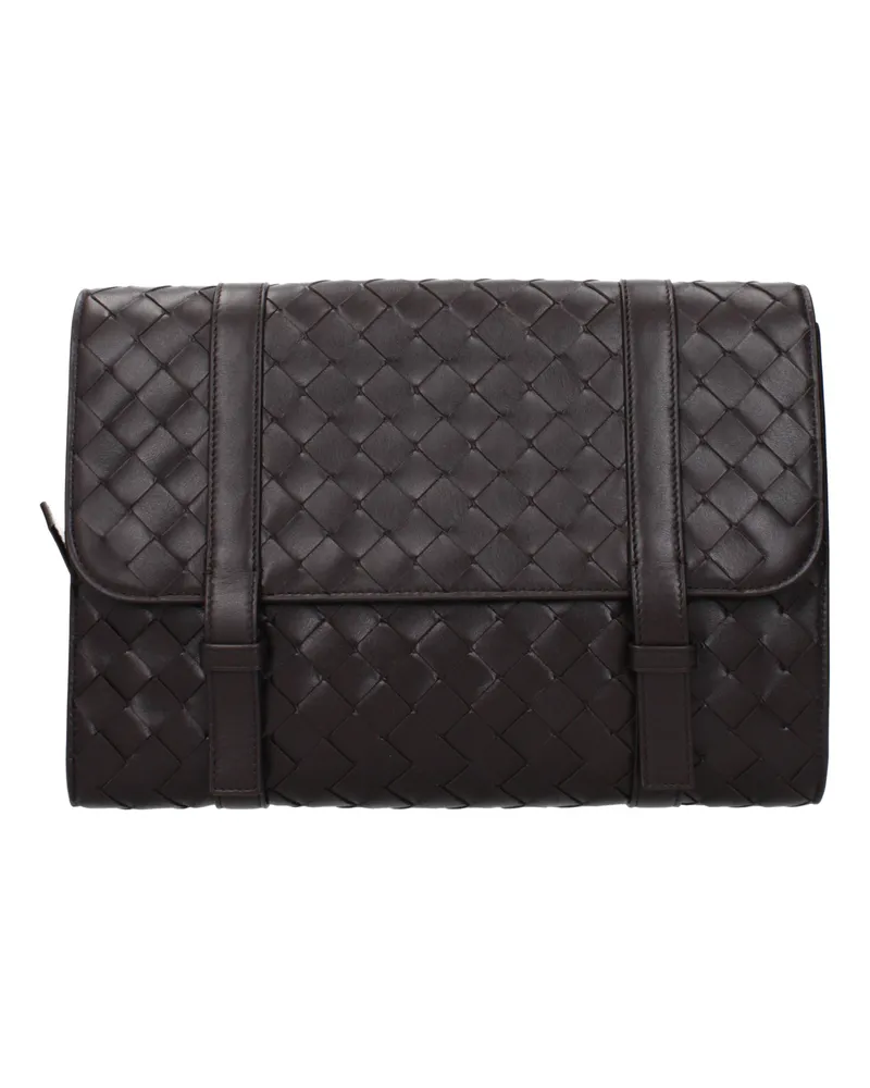 Bottega Veneta Herrens Umhängetaschen aus braunem/dunklem Schokoladenleder -