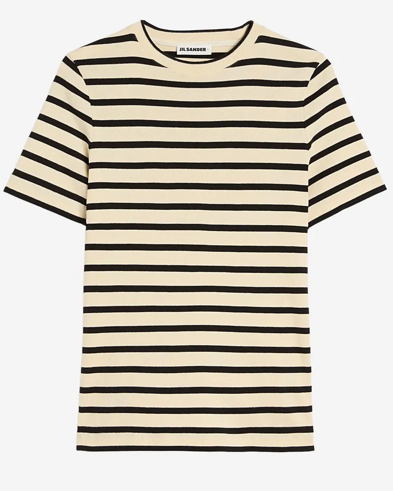 Jil Sander Baumwoll-T-Shirt mit Streifenmuster Red
