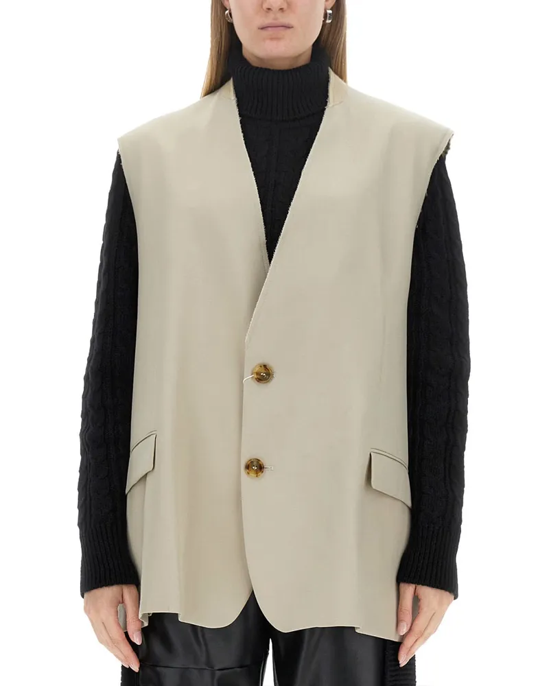 Maison Margiela Single Breasted Weste Beige
