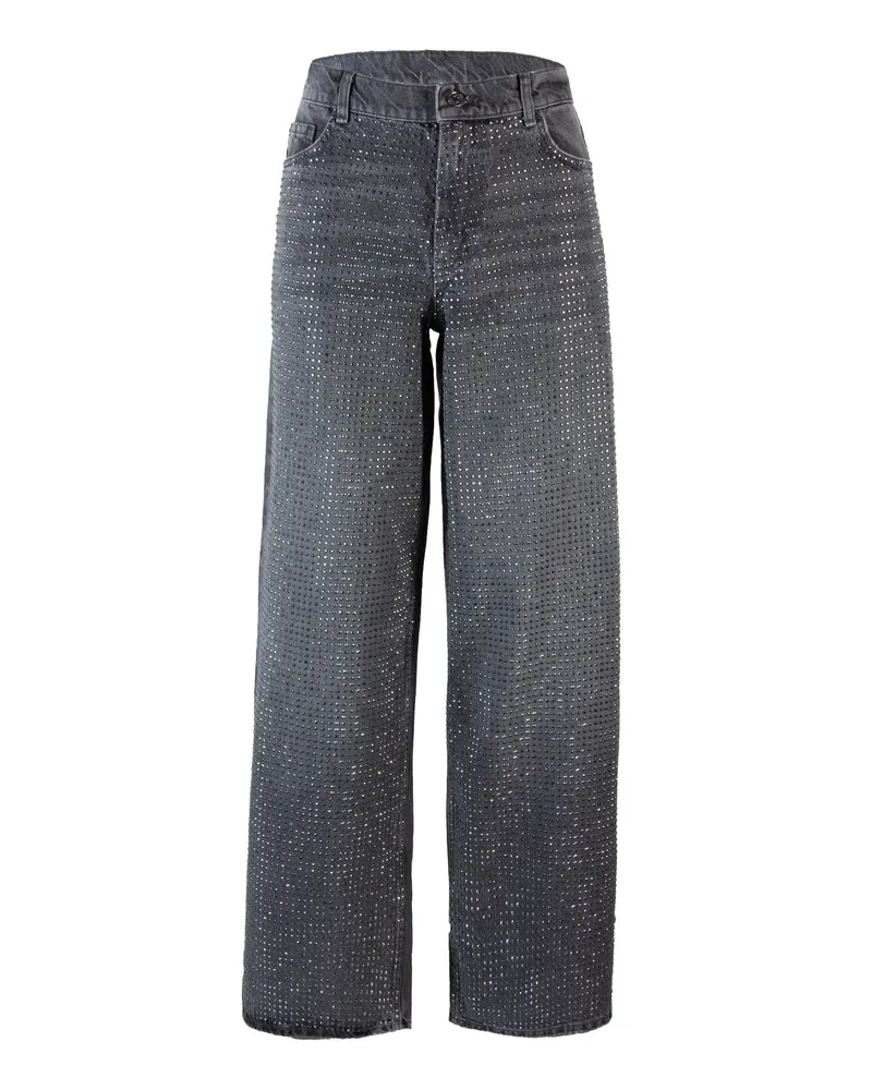 Liu Jo Jeans Baggy Con Strass Grigio Den.grey