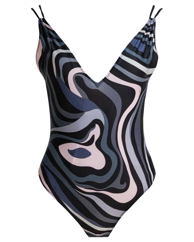 Emilio Pucci Einteiliger Badeanzug mit Aufdruck Black