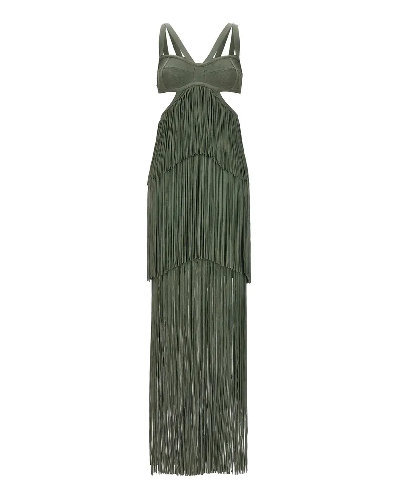 Hervé Léger Riemchenstufe -Fransenkleid Green