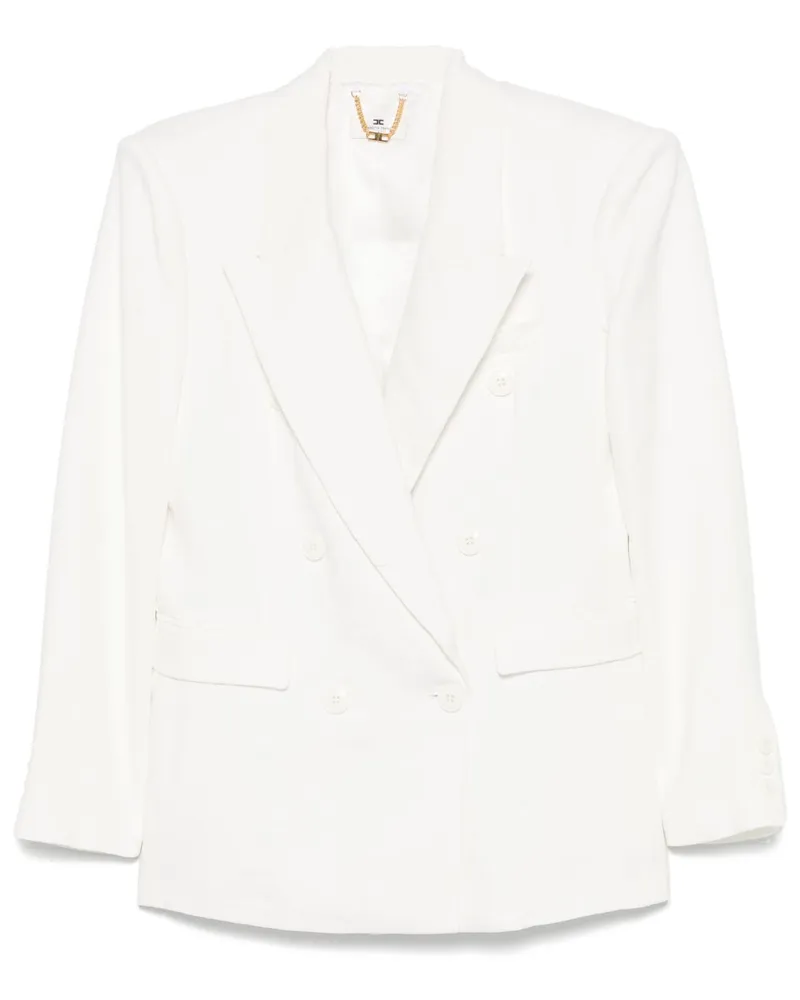 Elisabetta Franchi Leinenmischung Doppelbrustes Jacke Ivory