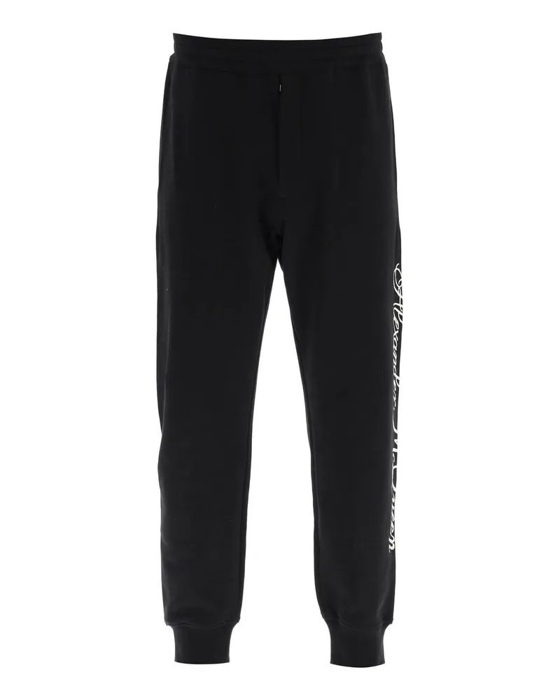 Alexander McQueen Logo -Baumwollhosen Schwarz