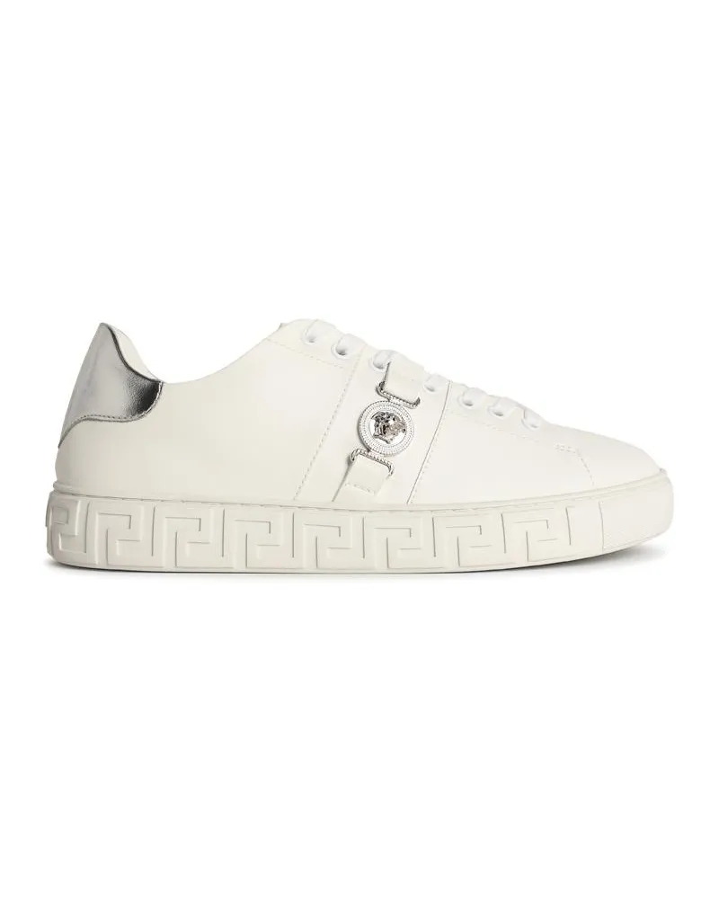 Versace Free Bio' White Faux Lear Sneakers White