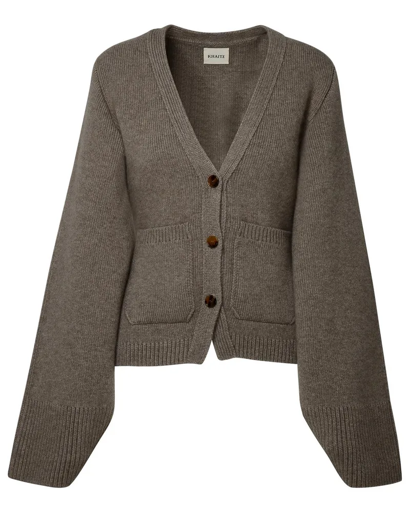 KHAITE Camel Cashmere Icon Cardigan Brown