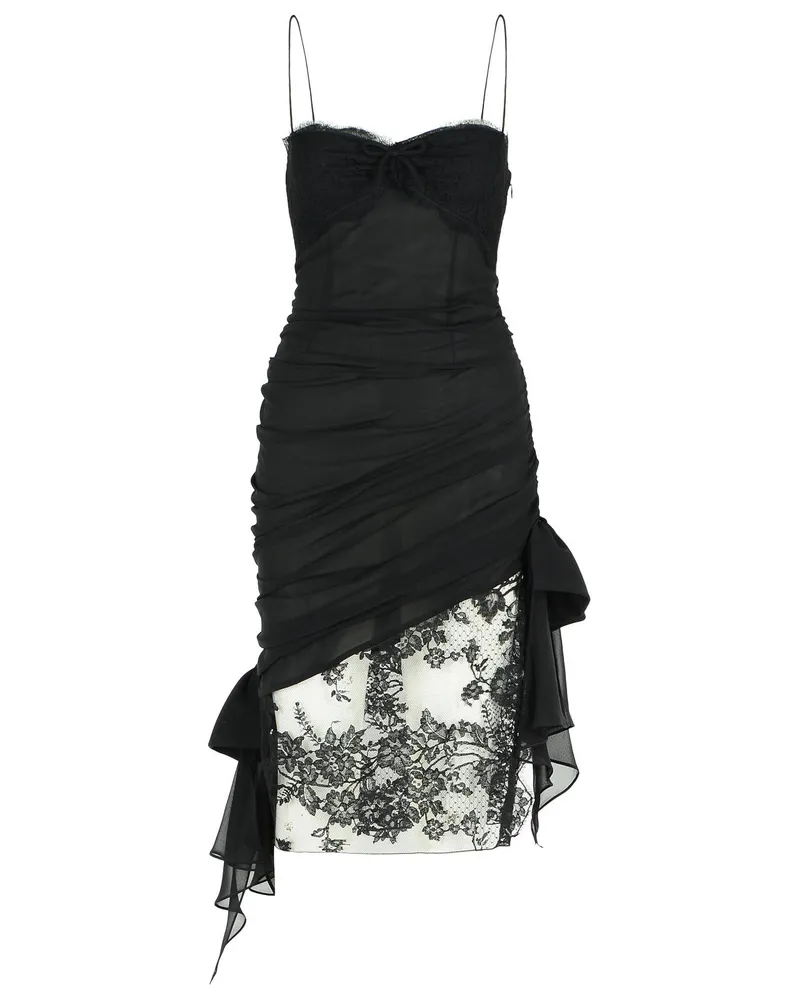 Alessandra Rich Black Silk Mini Dress Black