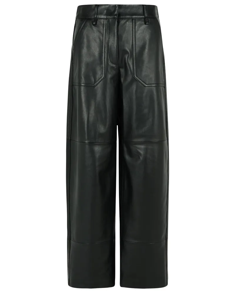 SPORTMAX Garbo' Black Nappa Lear Hosen Black