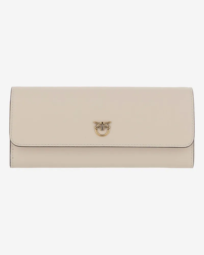 Pinko Love Tiny Birds Leder-Geldbörse White