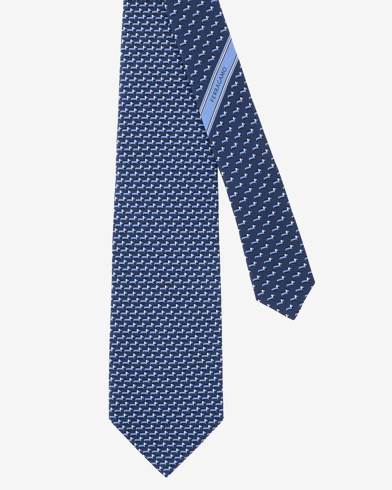 Ferragamo Seidenkrawatte mit geometrischem Muster Blue