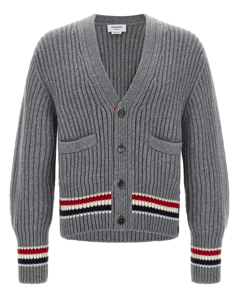 Thom Browne RWB Tape Cardigan Gray