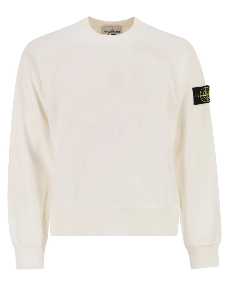 Stone Island Übergroßes Sweatshirt mit Rundhalsausschnitt und Raglanärmeln White