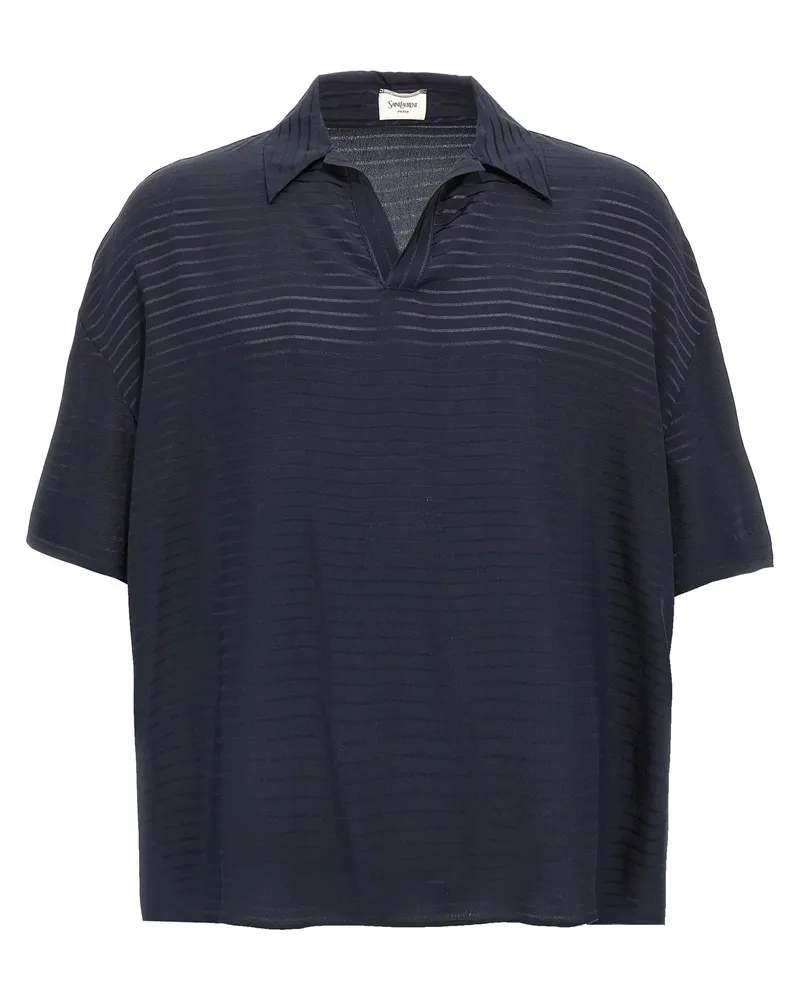 Saint Laurent Seiden-Poloshirt Blue