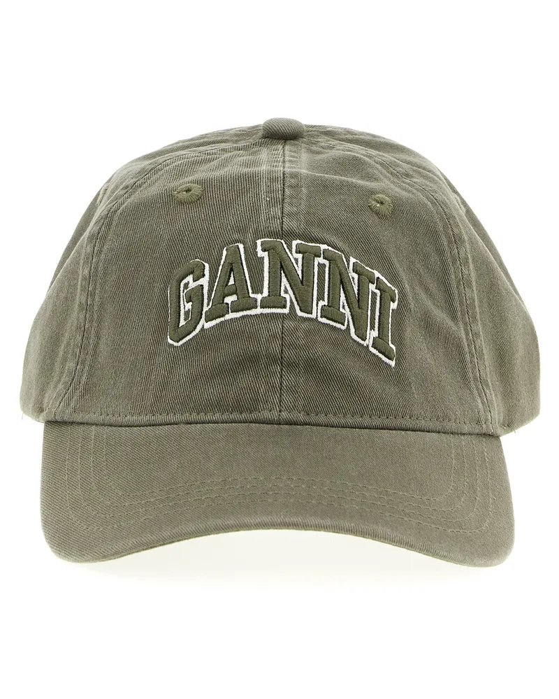 Ganni Stickerei-Kappe Green