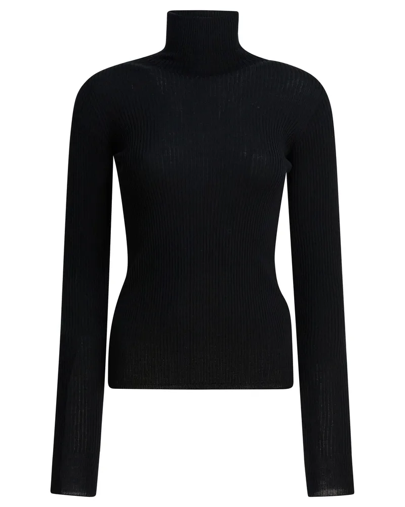 Max Mara Rollkragenpullover aus Schurwolle Black