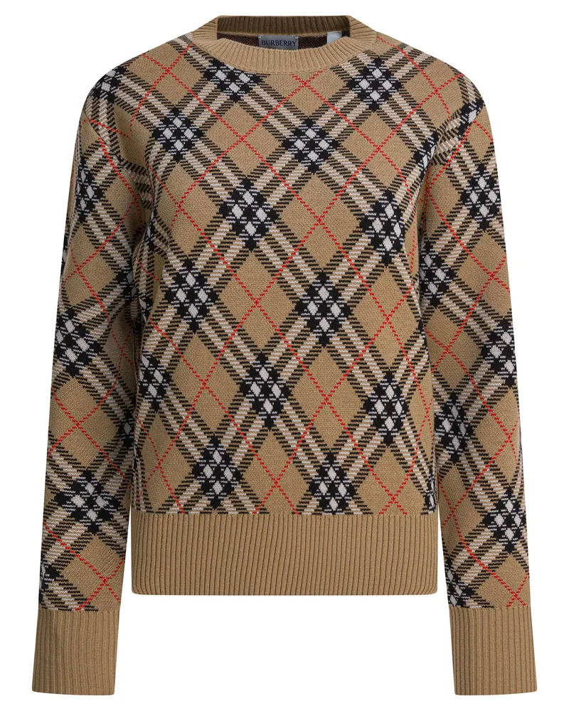 Burberry Pullover aus Wollmischung mit Rundhalsausschnitt Beige