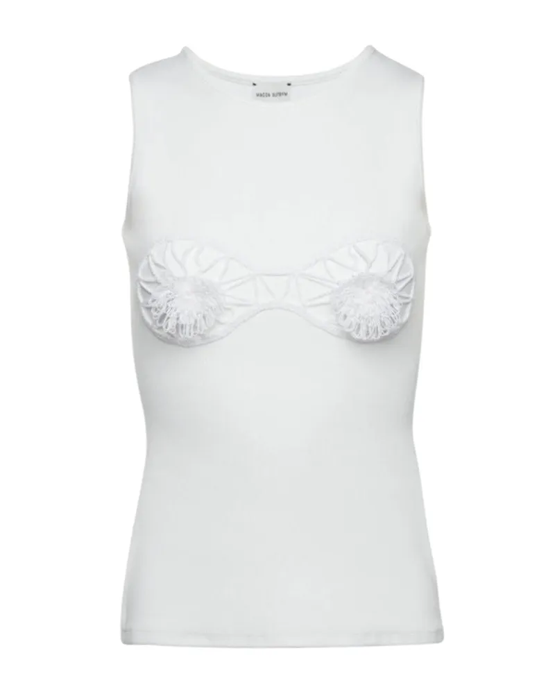 Magda Butrym Crochet Bra Tank in Weiß White