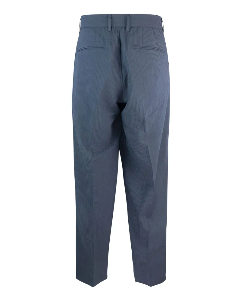 Emporio Armani Pantalone in Tessuto Seersucker Blu Blue