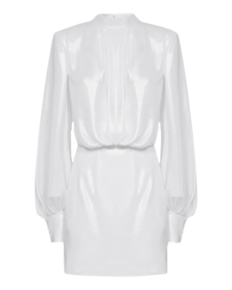 Blanca Blanca Vita Abelia Laminiertes Mini -Kleid Weiß