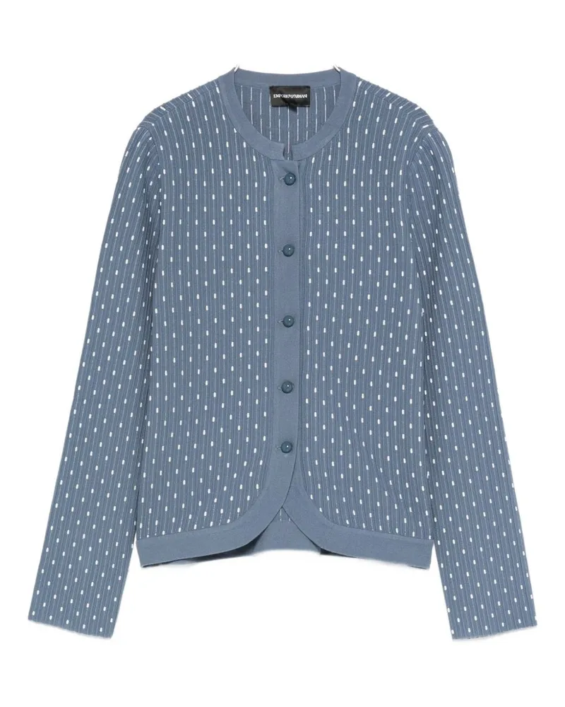 Emporio Armani Dotted Crewneck Cardigan Blue