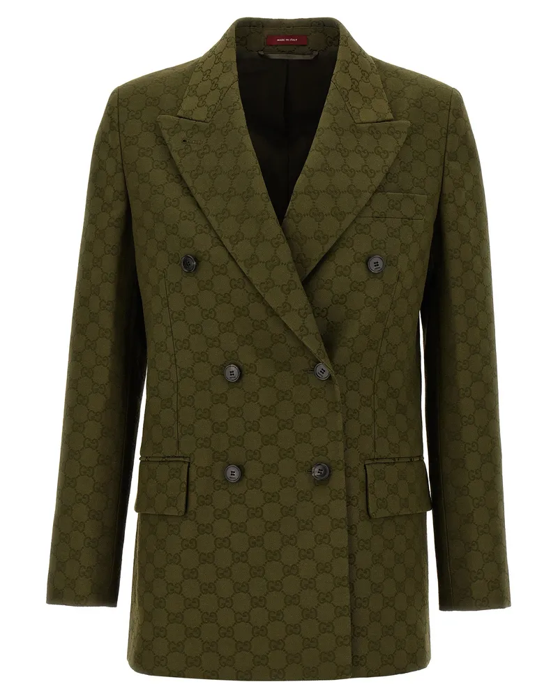 Gucci Gg Zweireihiger Blazer Green