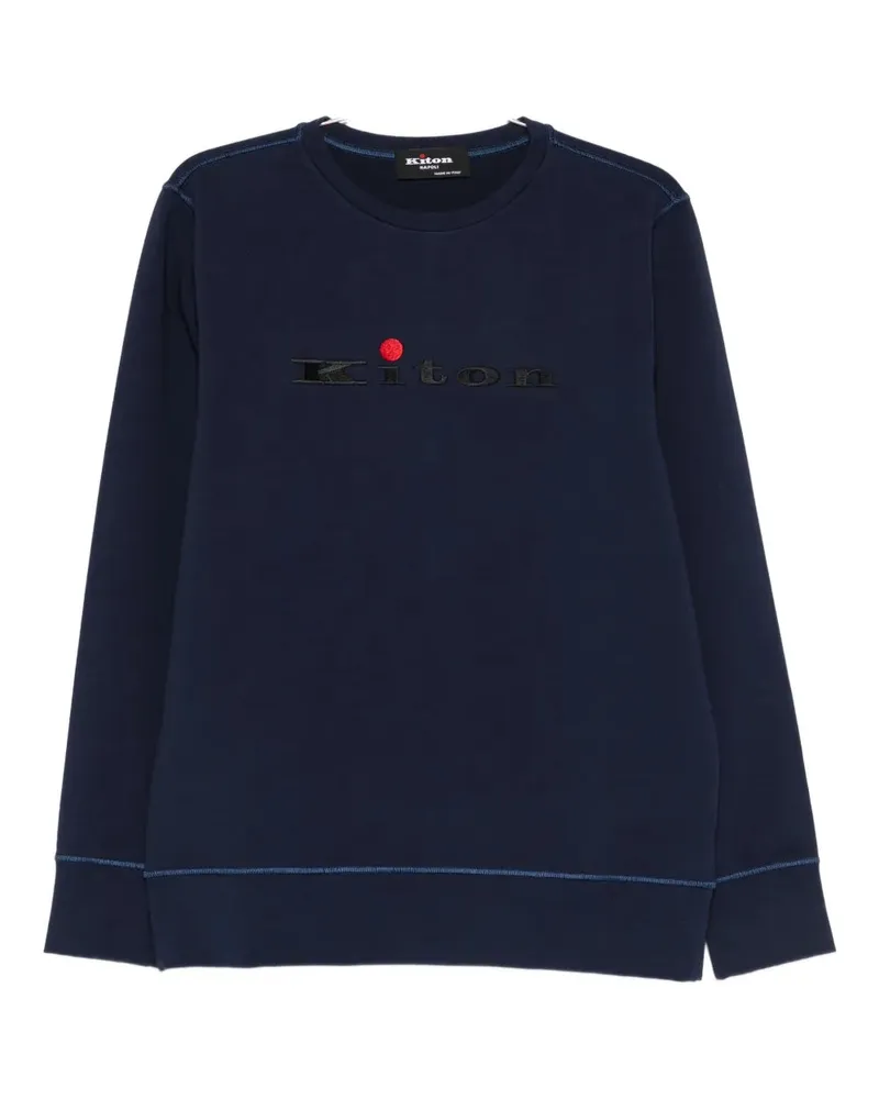 Kiton Sweatshirt mit gesticktem Logo Blu
