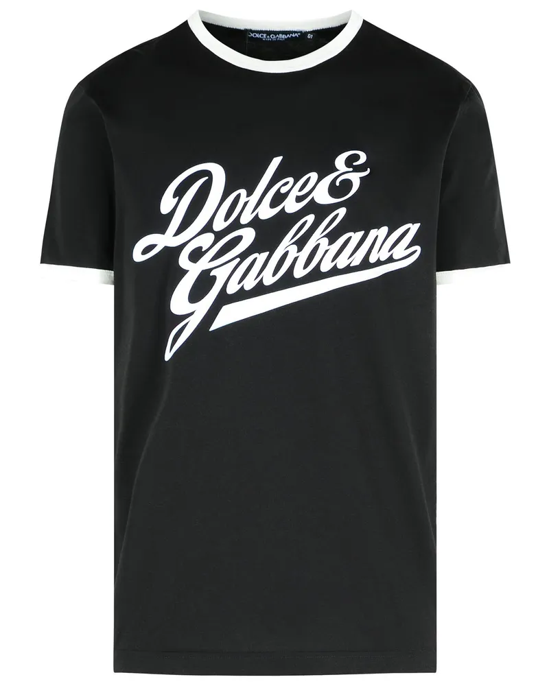 Dolce & Gabbana schwarzer Baumwoll -T -Shirt Black