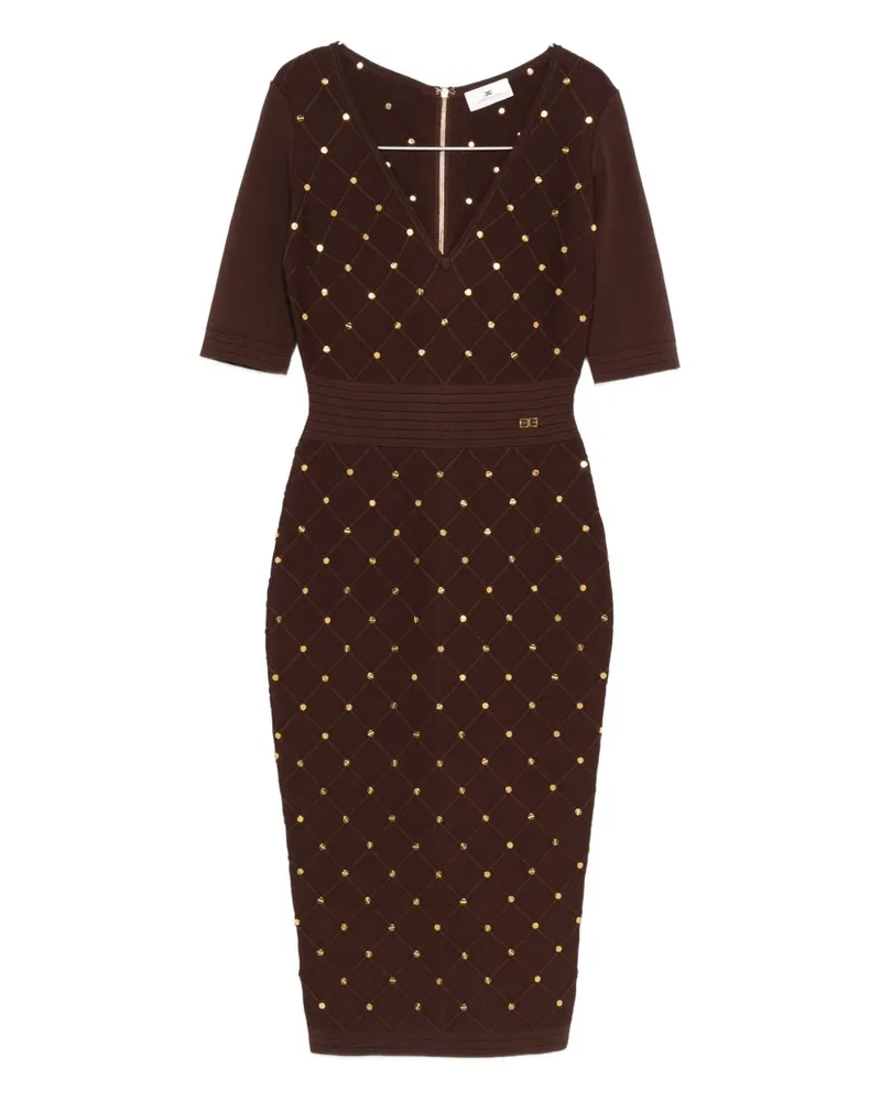 Elisabetta Franchi gegen Nacken -Midi -Kleid Bordeaux