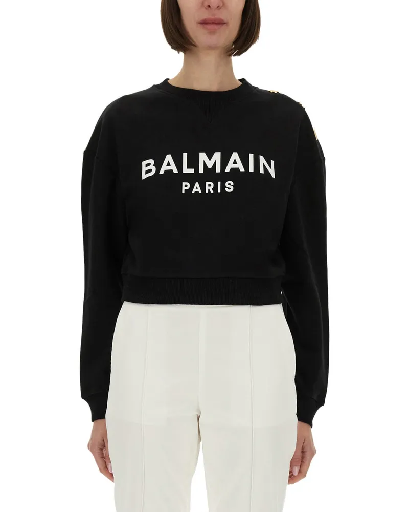 Balmain Sweatshirt mit Logodruck Black
