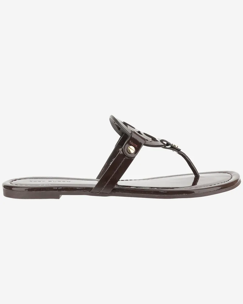 Tory Burch Leder-Slip-On-Sandalen Brown