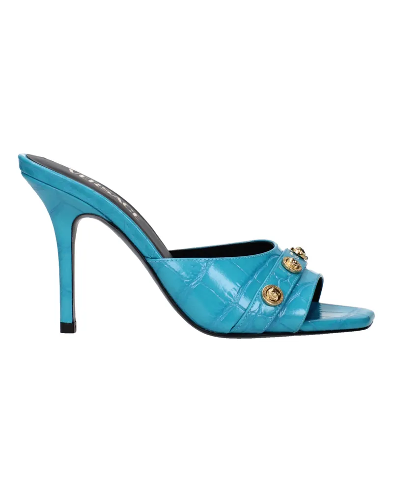 Versace Frauen 's Sandalen blaues Leder und Eis -
