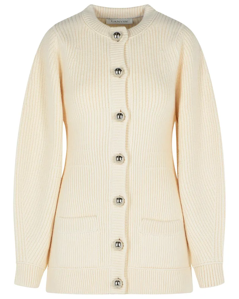 Lanvin Elfenbein Woll -Strickjacke Ivory
