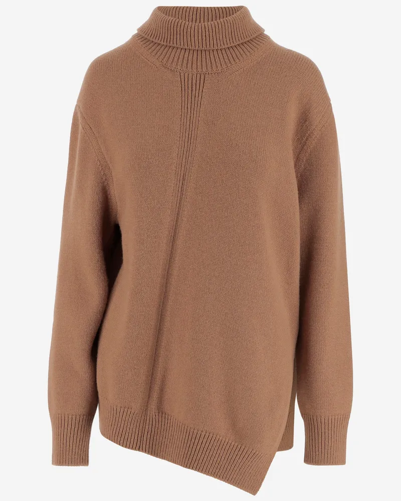 Jil Sander Jil Schleifer Asymmetrische Wolle Mischpullover Beige