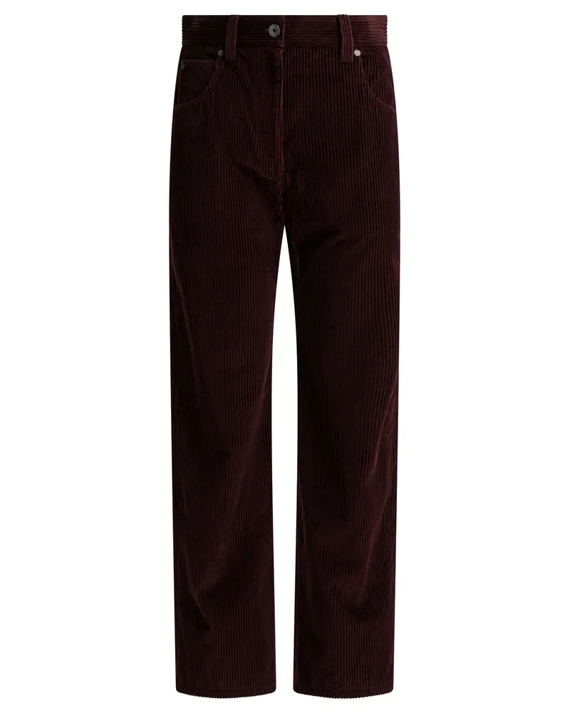 Brunello Cucinelli Cordhose mit fünf Taschen Bordeaux