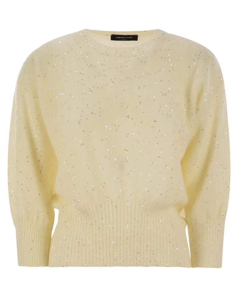 Fabiana Filippi Mohair -Pullover mit Mikropailletten Cream
