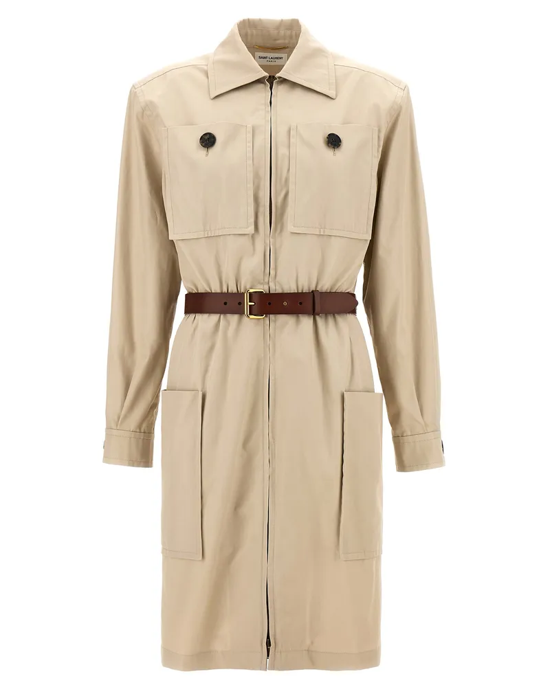 Saint Laurent Saharienne' Kleid Beige
