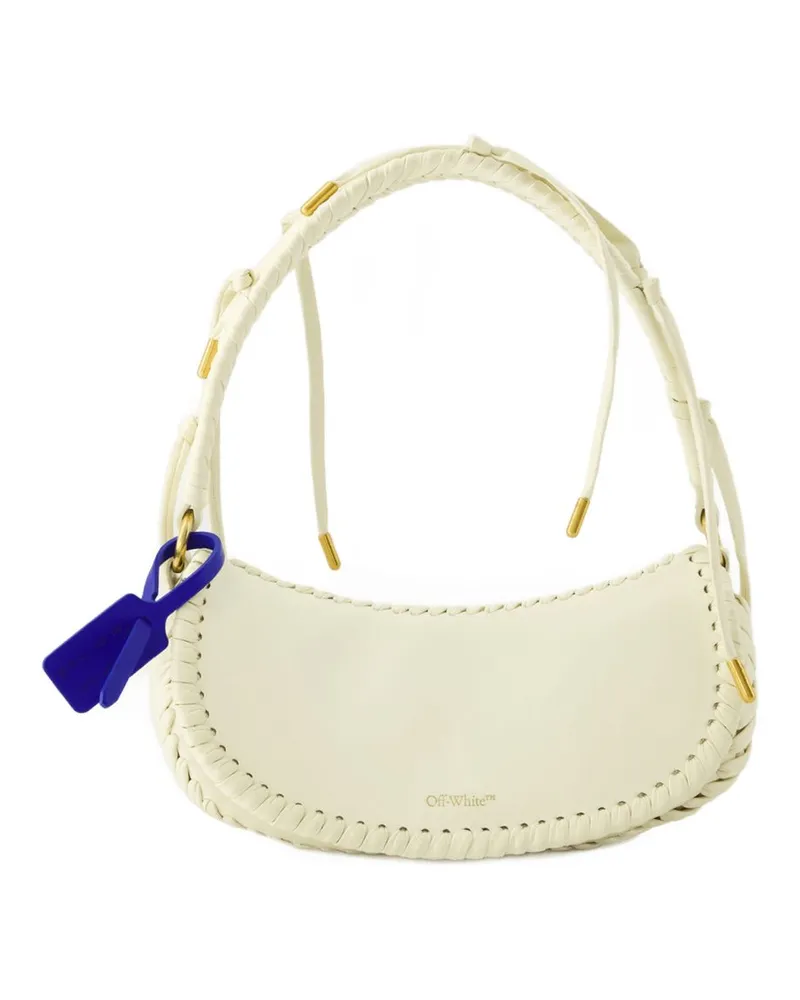 OFF-WHITE Kantenwebeltenbeutel aus weißem Leder beige Beige