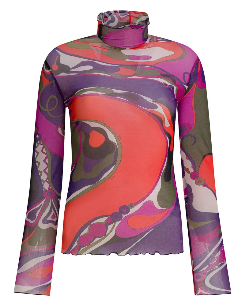 Emilio Pucci T-Shirt aus Tüll mit -Orchideen-Print Purple