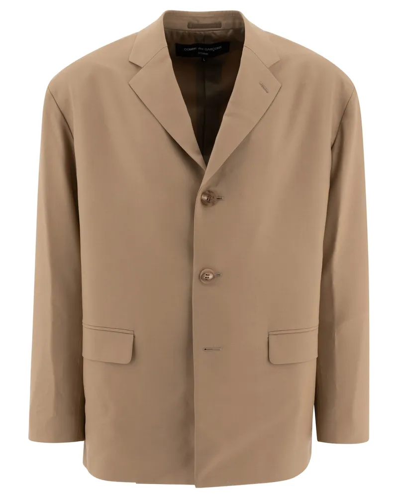 Comme des Garçons Single Breasted Oversized Blazer Beige