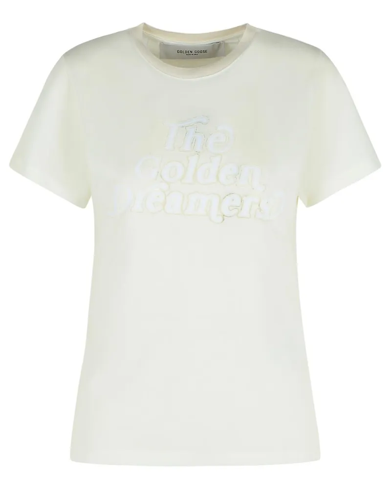 Golden Goose Golden Gans weiße Viskose Misch -T -Shirt Ivory