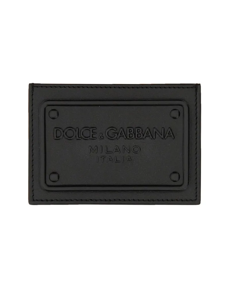 Dolce & Gabbana Lederkartenhalter mit Logo Black