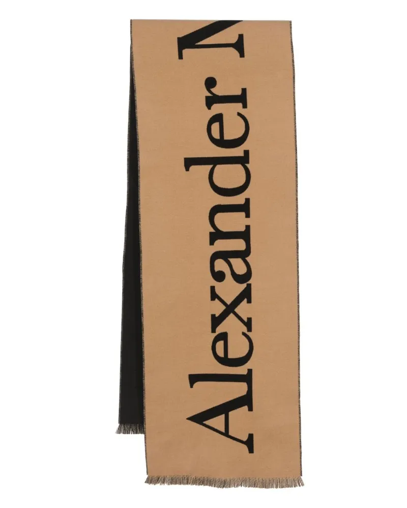 Alexander McQueen Alexander MC Queen Logo Baumwollschal Beige