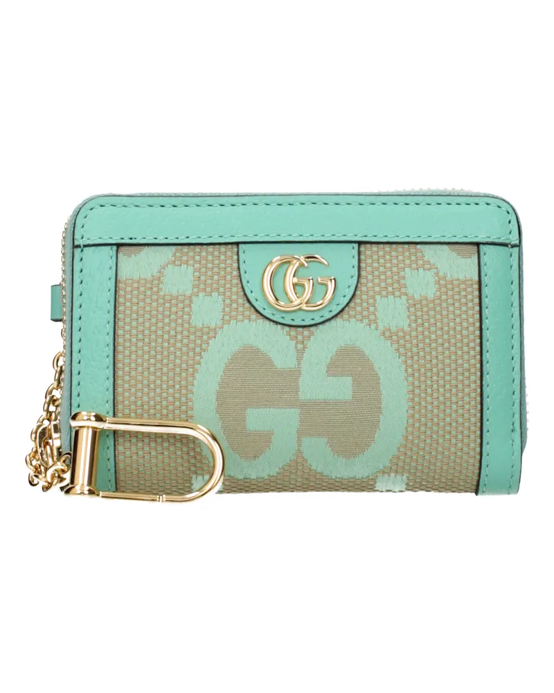 Gucci Ophidia Damens Dokumentenhalter aus Stoff in Beige/Aquagrün -