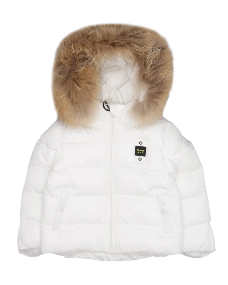 Blauer Mäntel weiß White