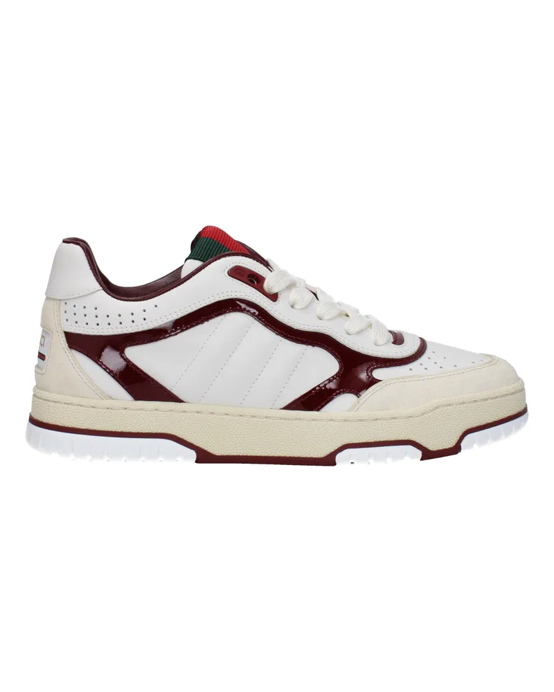Gucci Damens Sneakers Weiß/Bordeaux Leder -