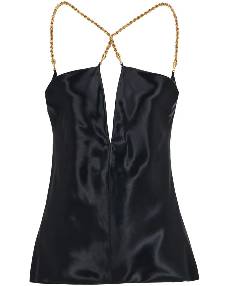 Ferragamo Satin ärmellose Oberseite Black