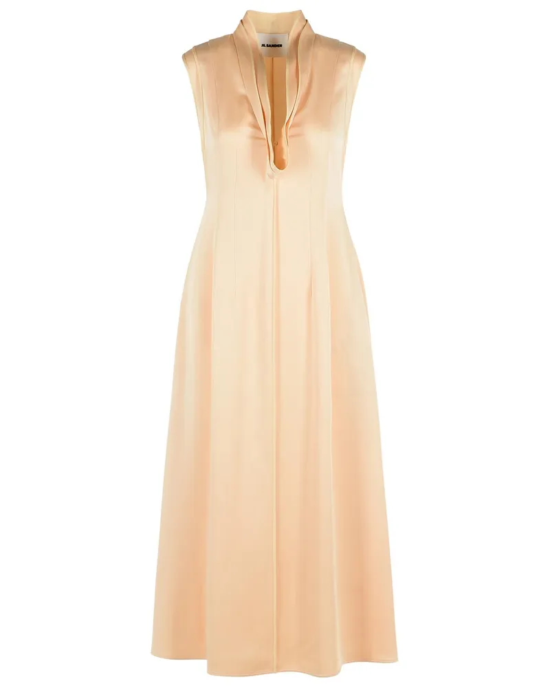 Jil Sander Kleid aus Acetat und pfirsichfarbener Viskose Pink