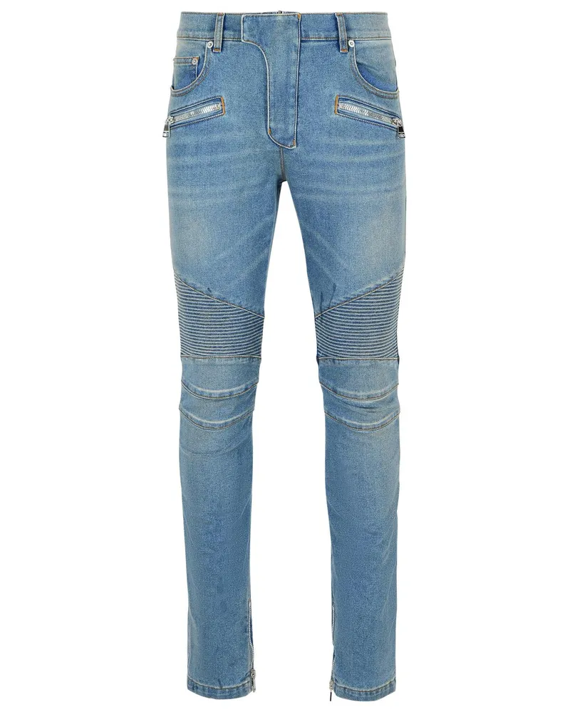 Balmain Biker' blaue Baumwolljeans Blue
